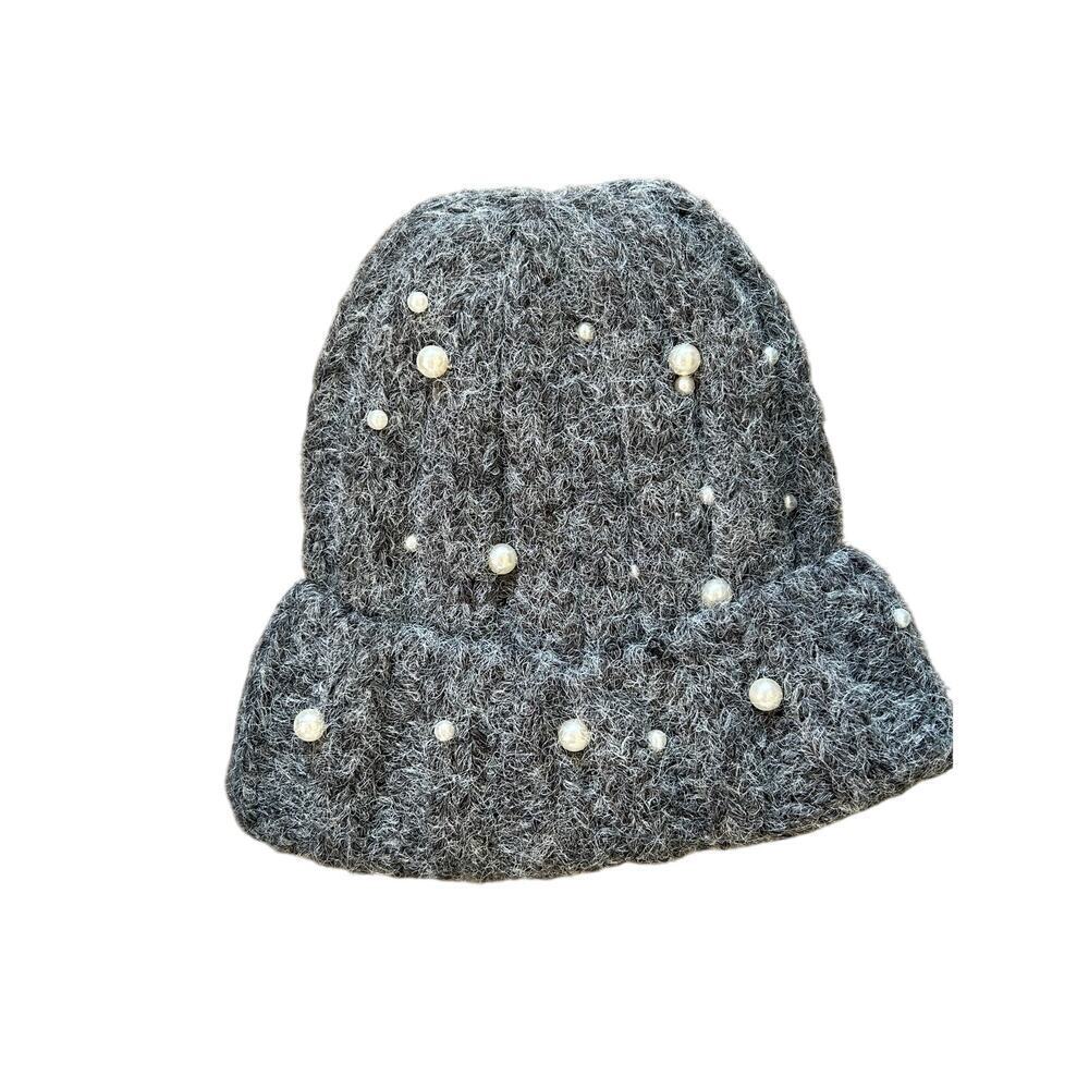 Natasha Warm Knit Hat with Pearl‎ Accents
